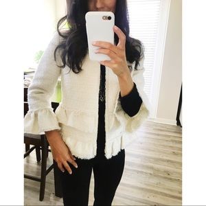 Ann Taylor Ruffle Tweed Jacket - Sz 2P